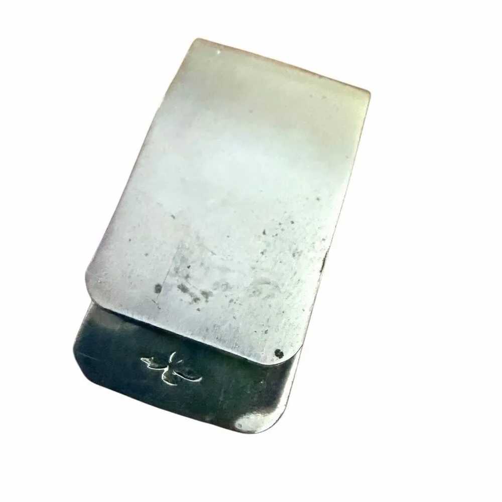 Vintage Sterling Silver Overlay Money Clip Hand Engraved Scroll Design